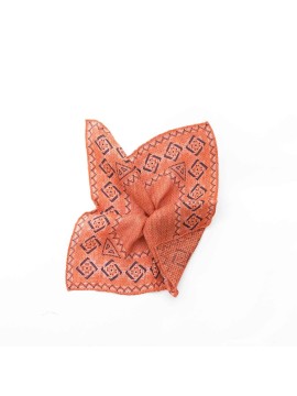 Rust/Navy Mod/Nail Head Print Reversible Pocket Square